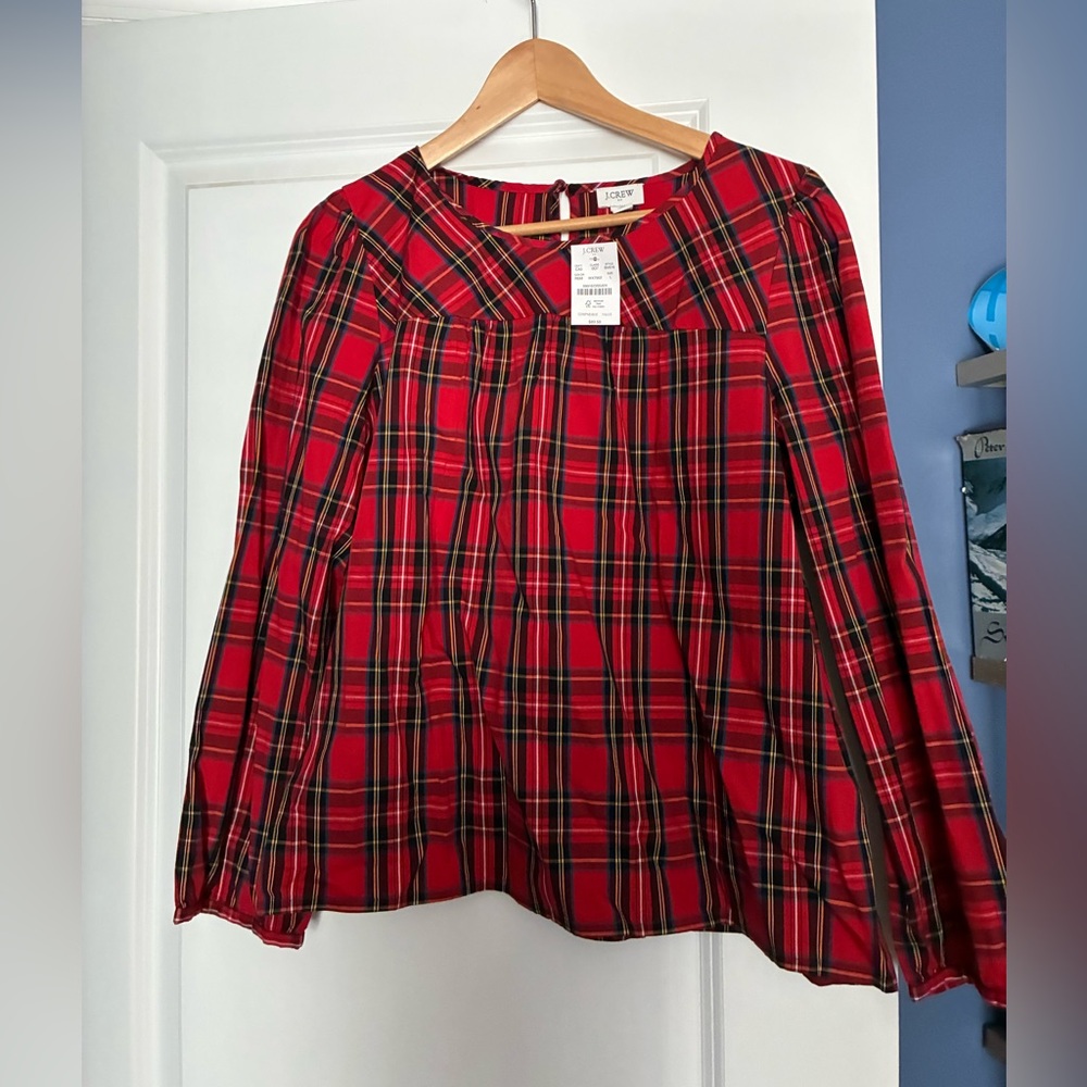 J. Crew Women's Red Plaid Blouse